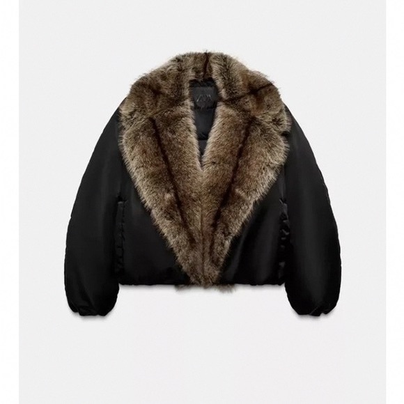 Zara Jackets & Blazers - ZARA FAUX FUR COLLAR BOMBER JACKET ZW COLLECTION